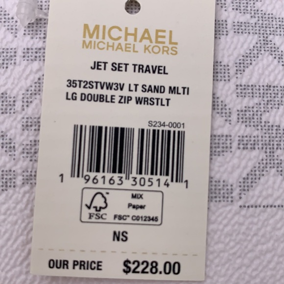 MICHAEL KORS LARGE DOUBLE ZIP WRISTLET LIGHT SAND MULTI COLOR - Picture 16 of 16